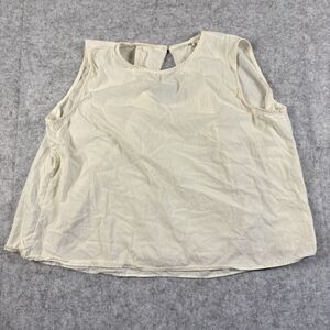 Black Label Korea Sleeveless Semi Sheer Top Blouse Ruched Open Button Back White